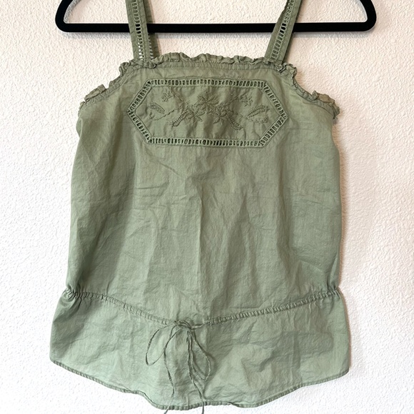 Mossimo Embroidered Sage Green Smocked Neck Tank | Size S - Picture 1 of 5